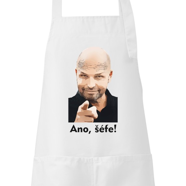 Zástěra s potiskem Zdeněk Pohlreich - Ano, šéfe